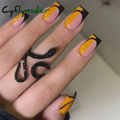 Cyflymder 24pcs Wine Red Powder Fake Nails Square Head French Ballet Nail Press on Nails Gradient False Nails