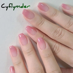 Cyflymder 24pcs Wine Red Powder Fake Nails Square Head French Ballet Nail Press on Nails Gradient False Nails