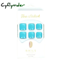 Cyflymder 24Ps Glossy Lake Blue Press On Toe Nails Artificial Acrylic Fake Toenails Full Coverage