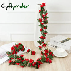 Cyflymder 250CM Artificial Rose Flowers for Wedding Home Room Decoration Spring Autumn Garden Arch Christmas Rattan DIY