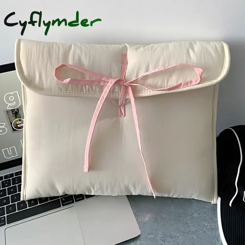 Cyflymder 2Pc Ballet Style Tablet Protective Case Laptop Tablet Storage Bag for 11 13 Inch Solid Color Tablet Pink Bow