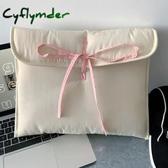 Cyflymder 2Pc Ballet Style Tablet Protective Case Laptop Tablet Storage Bag for 11 13 Inch Solid Color Tablet Pink Bow
