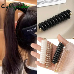 Cyflymder 2pcs Bow Elastic Rubber Bands for Women Girls Telephone Wire Hair Ties Loop Spiral Coil Hairbands Ponytail