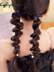 Cyflymder 2pcs Bow Elastic Rubber Bands for Women Girls Telephone Wire Hair Ties Loop Spiral Coil Hairbands Ponytail