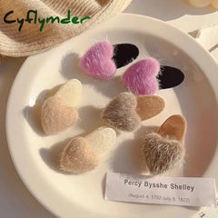 Cyflymder 2pcs Velvet Heart Hair Side Clips Claw Hairpin Sweet Bangs Barrettes Women Girls Hair Styling Headwear Hair