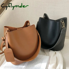 Cyflymder 2Piece/Set Fashion Design Pu Leather Shoulder Crossbody Bag Casual Lady Tote Female Large