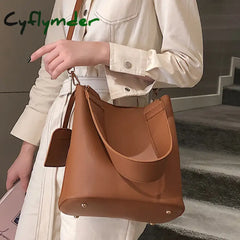 Cyflymder 2Piece/Set Fashion Design Pu Leather Shoulder Crossbody Bag Casual Lady Tote Female Large