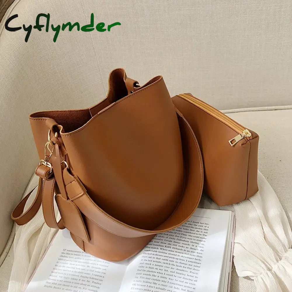 Cyflymder 2Piece/Set Fashion Designer Pu Leather Women’s Handbags Good Casual Ladies Tote Female