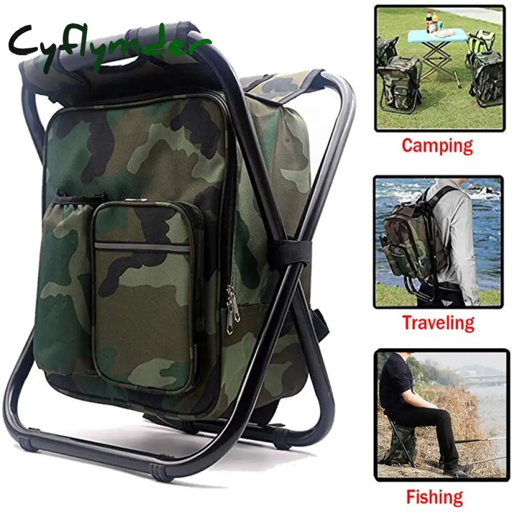 Cyflymder 3 In 1 Cooler Backpack Foldable Fishing Chair Portable With Fabric Bag Soft Sided For