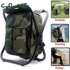 Cyflymder 3 In 1 Cooler Backpack Foldable Fishing Chair Portable With Fabric Bag Soft Sided For