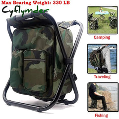 Cyflymder 3 In 1 Cooler Backpack Foldable Fishing Chair Portable With Fabric Bag Soft Sided For