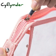 Cyflymder 3 Pc Waterproof Transparent Pvc Makeup Bag Travel Organizer Clear Beautician Cosmetic