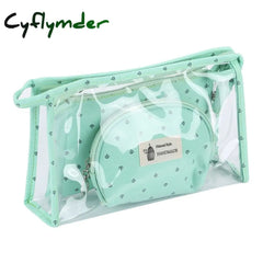 Cyflymder 3 Pcs/Set Transparent Zipper Makeup Bag Small Cosmetic Clear Women Necessaire Toiletry