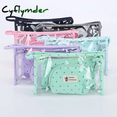 Cyflymder 3 Pcs/Set Transparent Zipper Makeup Bag Small Cosmetic Clear Women Necessaire Toiletry