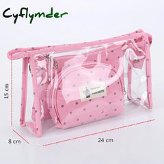 Cyflymder 3 Pcs/Set Transparent Zipper Makeup Bag Small Cosmetic Clear Women Necessaire Toiletry