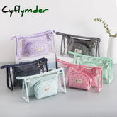 Cyflymder 3 Set Casual Women Travel Cosmetic Bag Pvc Leather Zipper Make Up Transparent Makeup Case