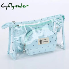 Cyflymder 3 Set Casual Women Travel Cosmetic Bag Pvc Leather Zipper Make Up Transparent Makeup Case