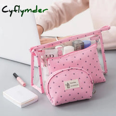 Cyflymder 3 Set Casual Women Travel Cosmetic Bag Pvc Leather Zipper Make Up Transparent Makeup Case