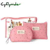 3 Set Casual Women Travel Cosmetic Bag Pvc Leather Zipper Make Up Transparent Makeup Case Organizer