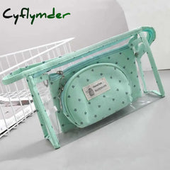 3 Set Casual Women Travel Cosmetic Bag Pvc Leather Zipper Make Up Transparent Makeup Case Organizer