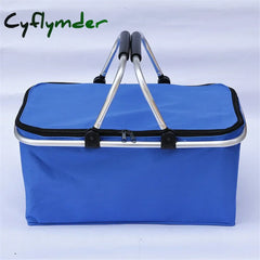 Cyflymder 32L Folding Picnic Camping Lunch Bags Insulated Cooler Bag Cool Hamper Storage Basket Box