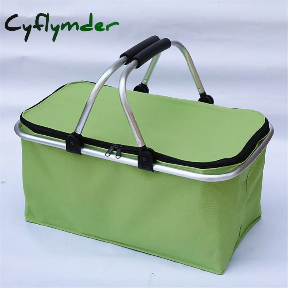 Cyflymder 32L Folding Picnic Camping Lunch Bags Insulated Cooler Bag Cool Hamper Storage Basket Box
