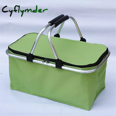 Cyflymder 32L Folding Picnic Camping Lunch Bags Insulated Cooler Bag Cool Hamper Storage Basket Box