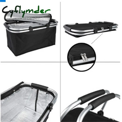 Cyflymder 32L Folding Picnic Camping Lunch Bags Insulated Cooler Bag Cool Hamper Storage Basket Box