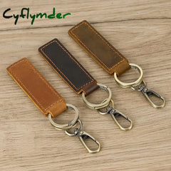 Cyflymder 3pcs / Lot Genuine Leather Keyring for Men Women Customized Personalized Keychain Men’s Key Chain Accessory