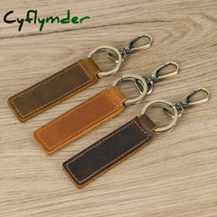 Cyflymder 3pcs / Lot Genuine Leather Keyring for Men Women Customized Personalized Keychain Men’s Key Chain Accessory