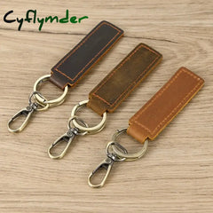 Cyflymder 3pcs / Lot Genuine Leather Keyring for Men Women Customized Personalized Keychain Men’s Key Chain Accessory