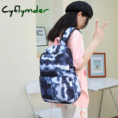 Cyflymder 3Pcs/Set Student Schoolbags Fashion Tie Dye Printing Women Backpack Laptop Bookbags