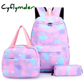 Cyflymder 3Pcs/Set Women Backpack Casual Nylon Large Capacity Students School Bags Teenage Girls