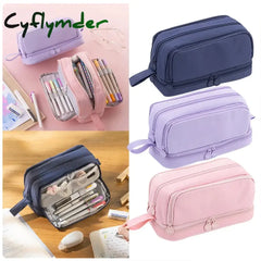 Cyflymder 4 Partitions Large Pencil Case Pen Bag School Student Cases Cosmetic Stationery Organizer
