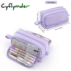 Cyflymder 4 Partitions Large Pencil Case Pen Bag School Student Cases Cosmetic Stationery Organizer