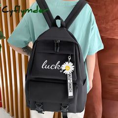 Cyflymder 4 Pcs New Student Backpack Small Fresh Letters Contrast Color Junior High School Casual