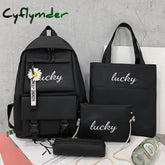 Cyflymder 4 Pcs New Student Backpack Small Fresh Letters Contrast Color Junior High School Casual