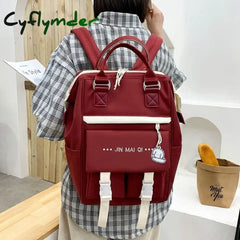 Cyflymder 4-Piece Fashion Women’s Backpack New Canvas Large Capacity School Bags For Teenager