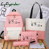Cyflymder 4Pcs/Set Schoolbags Teenager Girls Women Backpack Large Fashion Cute Pattern School Bags