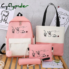 Cyflymder 4Pcs/Set Schoolbags Teenager Girls Women Backpack Large Fashion Cute Pattern School Bags