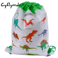 Cyflymder 4Styles Cartoon Dinosaur Drawstring Bags Kids Backpack Children Clothings Organizer Pouch