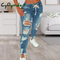 Cyflymder 4Xl Women Jeans Ripped Vintage Woman’s Distressed Streetwear Hip Hop High Waist Pants