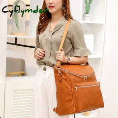 Cyflymder 5-Piece Baby Diaper Bag Solid Color Pu Leather Backpack Mommy Maternity Large Capacity