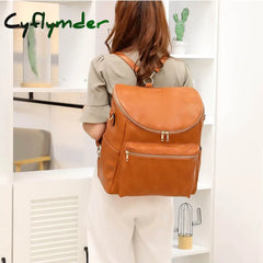 Cyflymder 5-Piece Baby Diaper Bag Solid Color Pu Leather Backpack Mommy Maternity Large Capacity