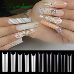 Cyflymder 500Pcs/Bag Xxl C Curve Straight Nail Art Extra Long Square Clear/Natural Fake Nails Half