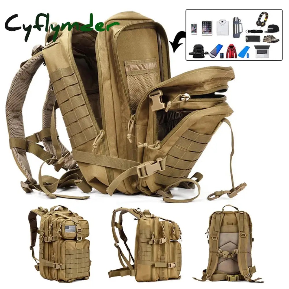 Cyflymder 50L Capacity Men Army Military Tactical Large Backpack Waterproof Outdoor Sport Hiking