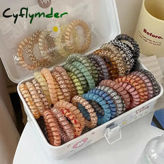 Cyflymder 5PCS Bright Shining Telephone Line Wire Elastic Hair Bands Tie Gum Headwear Ponytail Holder Rubber Bands
