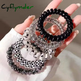Cyflymder 5PCS Bright Shining Telephone Line Wire Elastic Hair Bands Tie Gum Headwear Ponytail Holder Rubber Bands