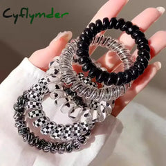 Cyflymder 5PCS Bright Shining Telephone Line Wire Elastic Hair Bands Tie Gum Headwear Ponytail Holder Rubber Bands