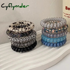 Cyflymder 5PCS Bright Shining Telephone Line Wire Elastic Hair Bands Tie Gum Headwear Ponytail Holder Rubber Bands